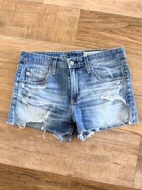 AG Adriano Goldschmied Bryn Ex-Boyfriend Cut-Off Distressed Denim Shorts Size 27